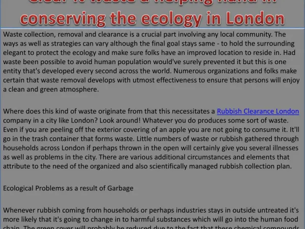 Clear it waste a helping hand in conserving the ecology
