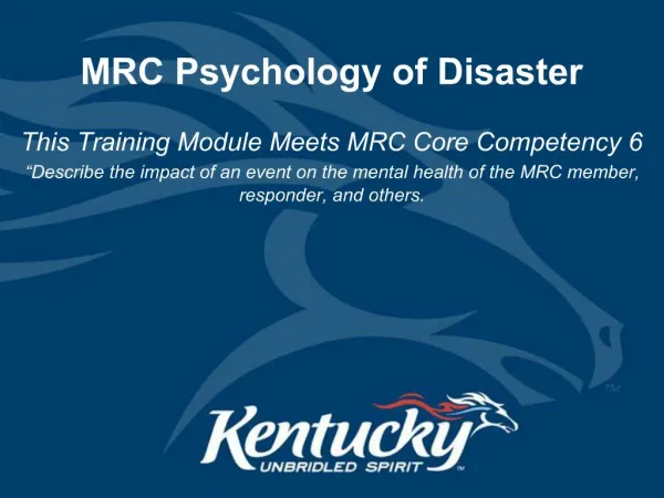 MRC Psychology of Disaster