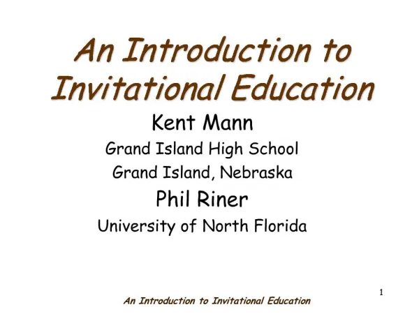 An Introduction to Invitational Education