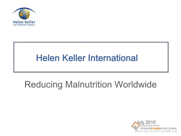 Helen Keller International: Reducing Malnutrition Worldwide