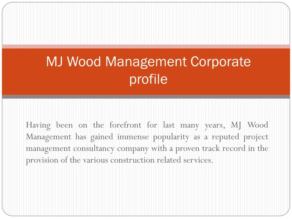 mj wood management corporate profile
