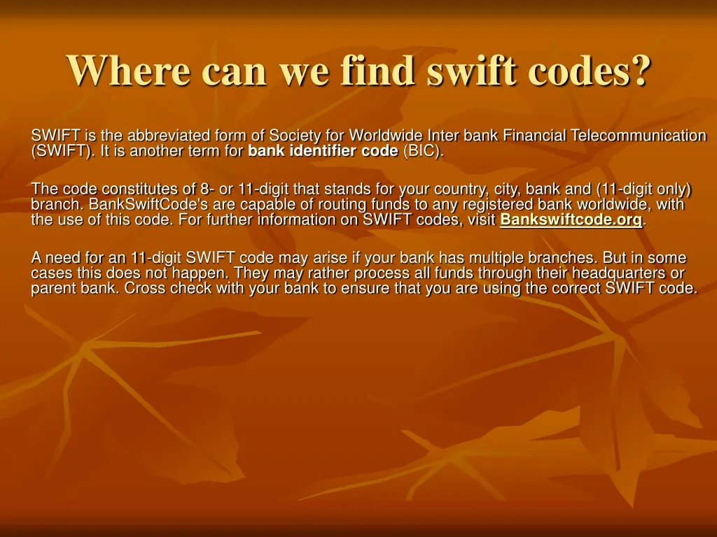 where can we find swift codes