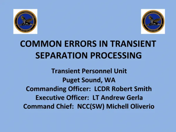 COMMON ERRORS IN TRANSIENT SEPARATION PROCESSING