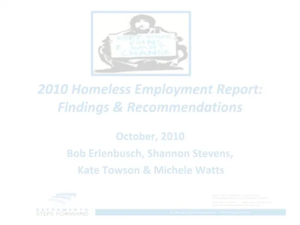 2010 Homeless Employment Report: Findings Recommendations