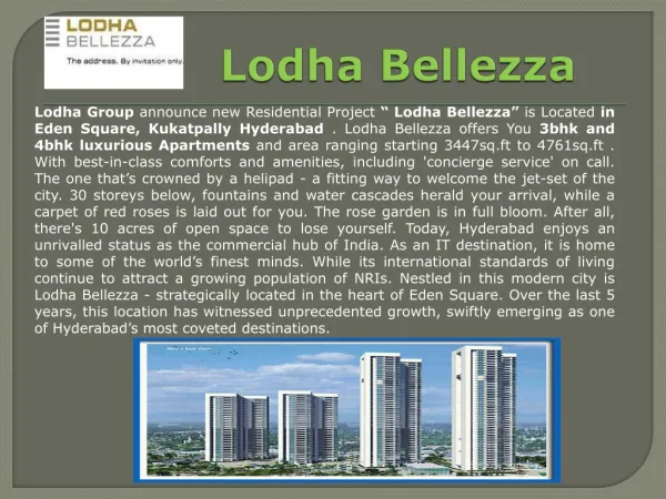 Hyderabad Project Lodha Bellezza