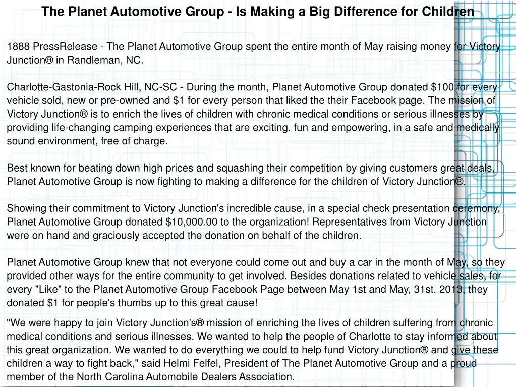 the planet automotive group is making