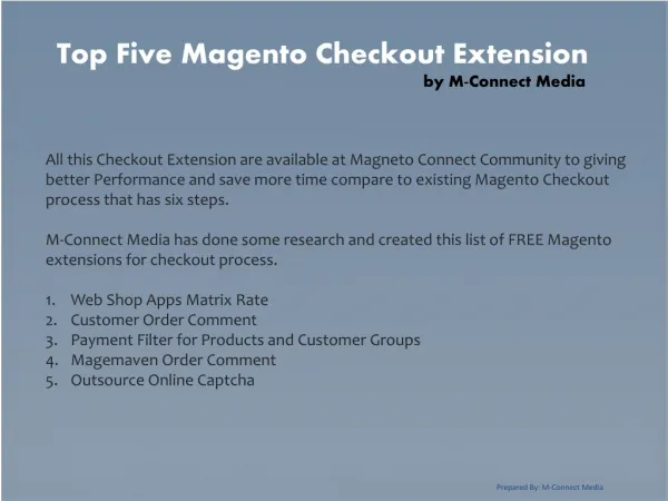 Top Five Check Out Extension for Magento
