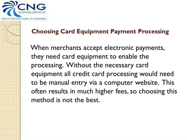 Choosing Card Equipment Payment Processing