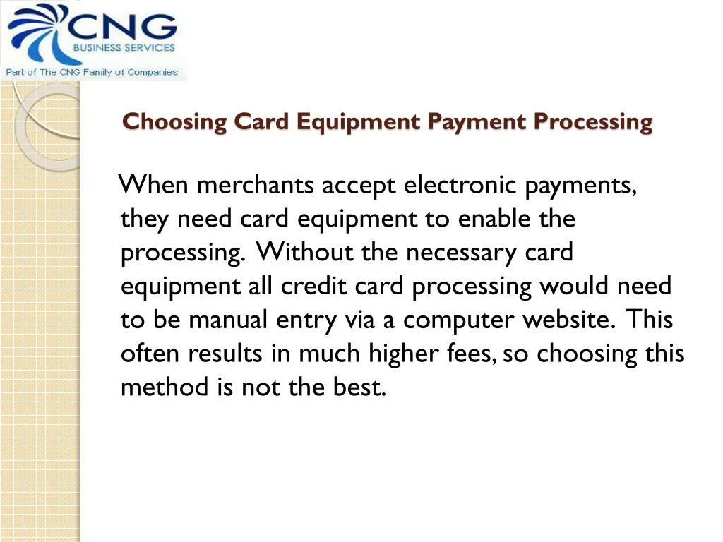 choosing card equipment payment processing