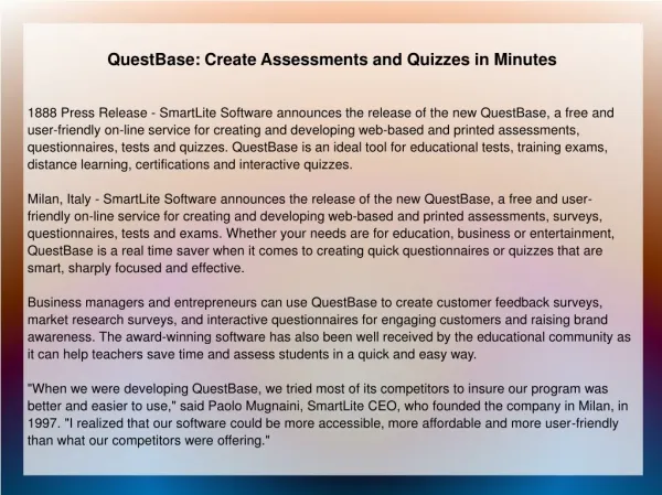 QuestBase: Create Assessments and Quizzes in Minutes