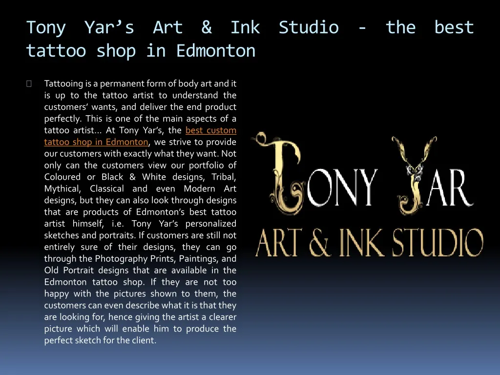 tony yar s art ink studio the best tattoo shop in edmonton
