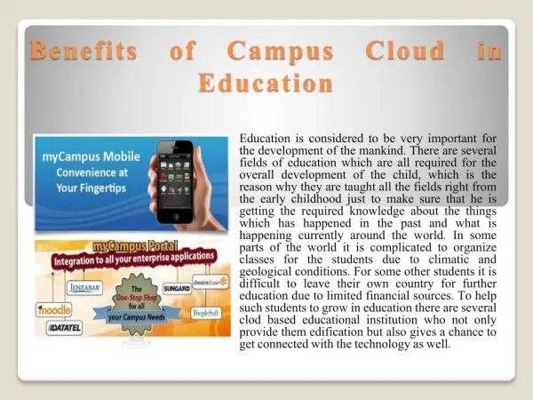 Benefits of Campus Cloud in Education