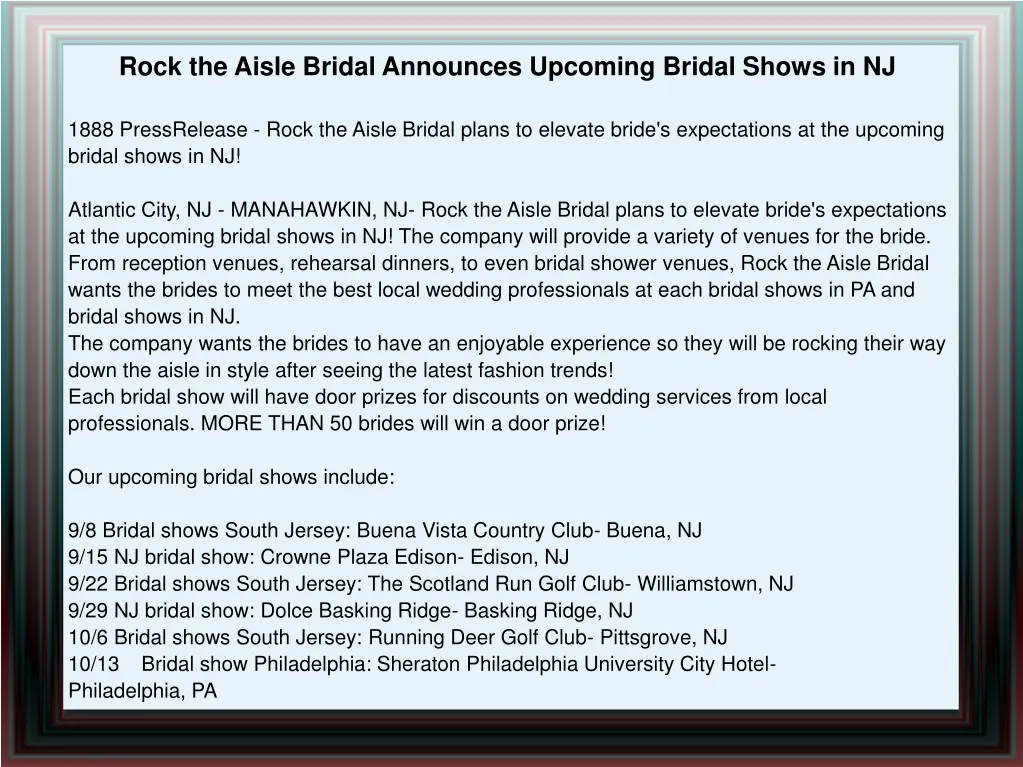 rock the aisle bridal announces upcoming bridal