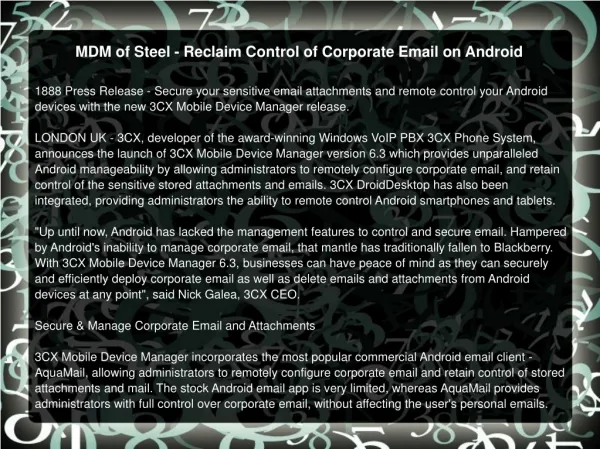 MDM of Steel - Reclaim Control of Corporate Email on Android