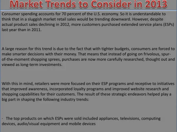 Market Trends to Consider in 2013