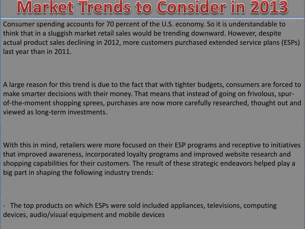 market trends to consider in 2013