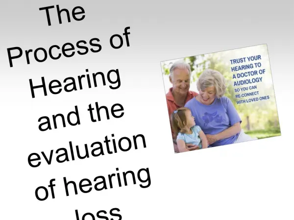 The Process of Hearing and the evaluation of hearing loss