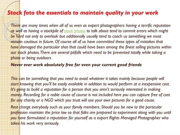 Stock foto the essentials to maintain quality in your work
