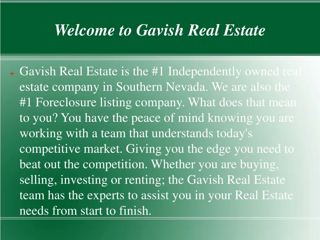 welcome to gavish real estate
