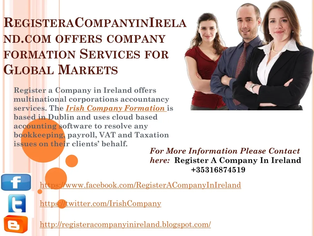 registeracompanyinireland com offers company formation services for global markets