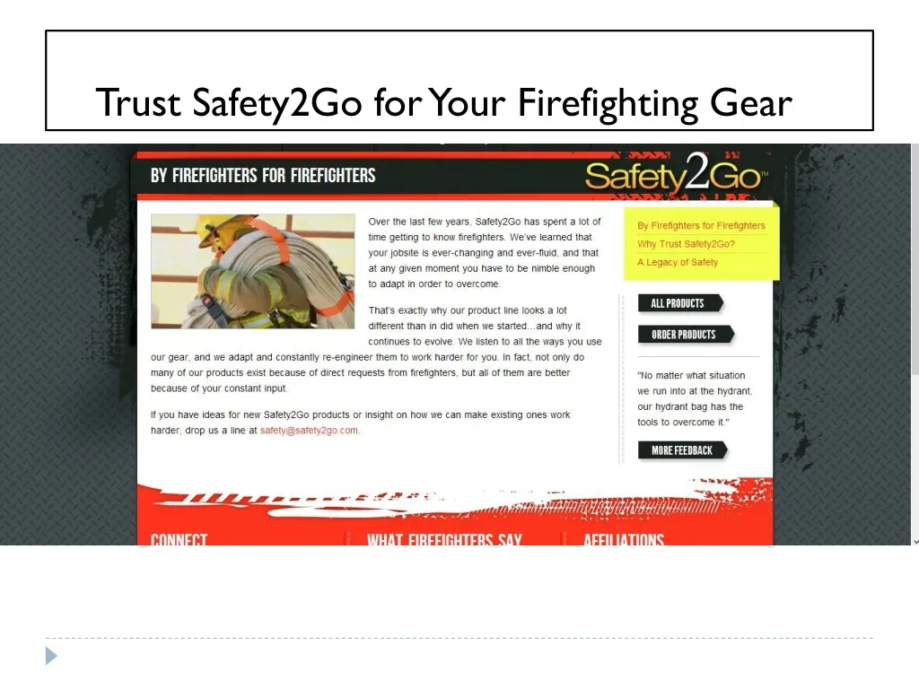 trust safety2go for your firefighting gear