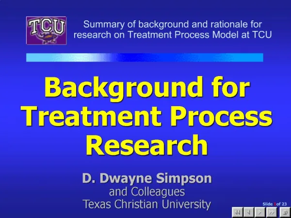 Background for Treatment Process Research