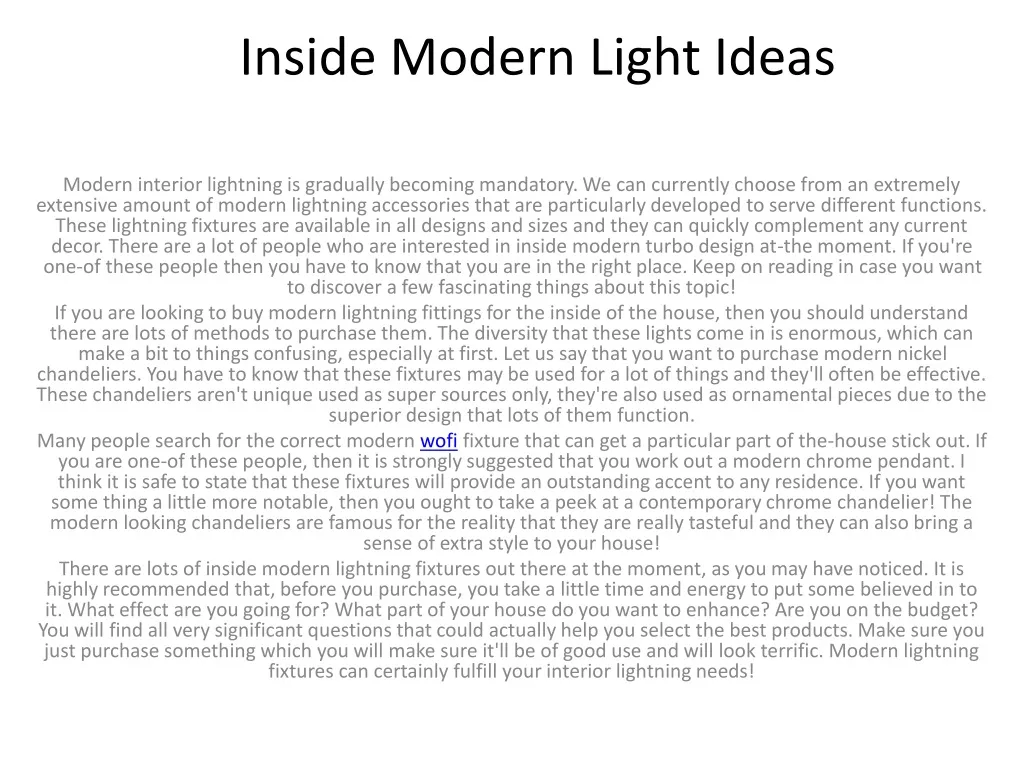 inside modern light ideas