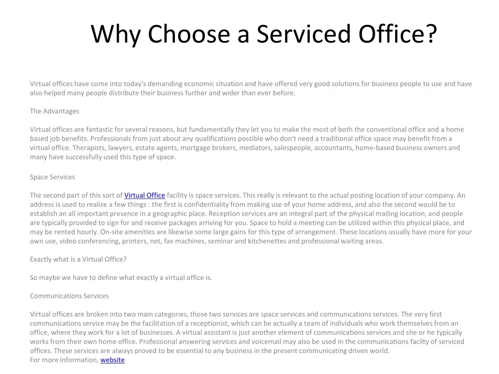 why choose a serviced office