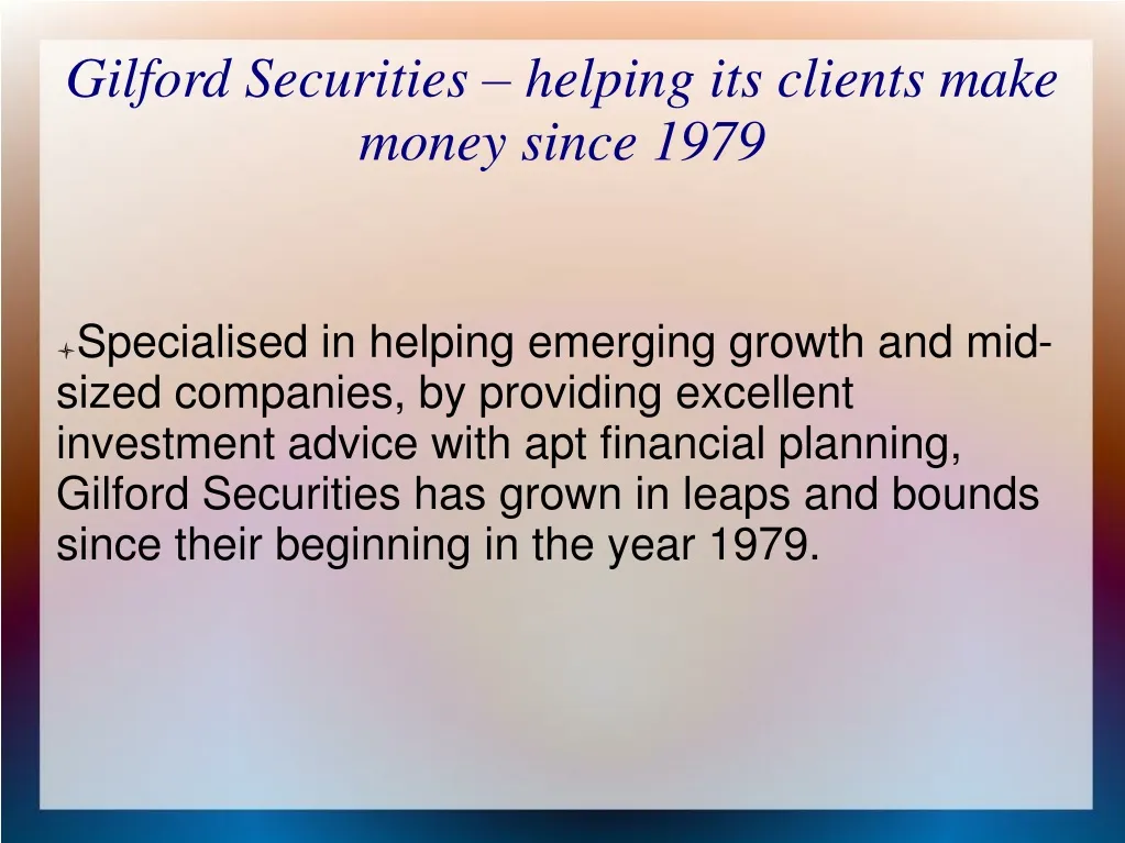 gilford securities helping its clients make money since 1979
