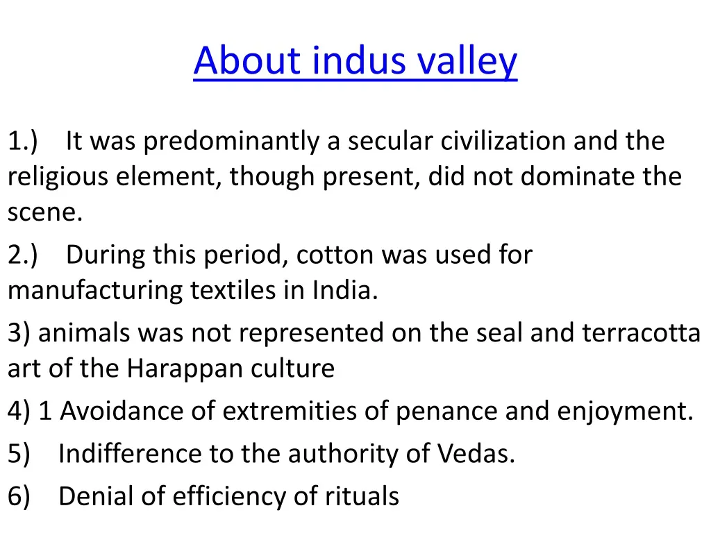 about indus valley