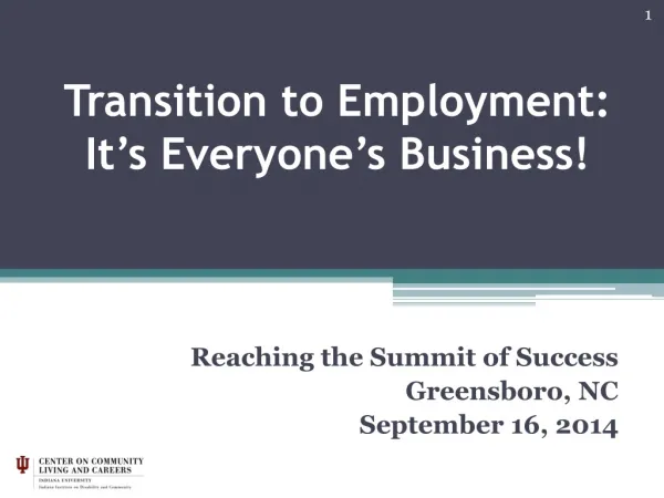 Transition to Employment: It’s Everyone’s Business!