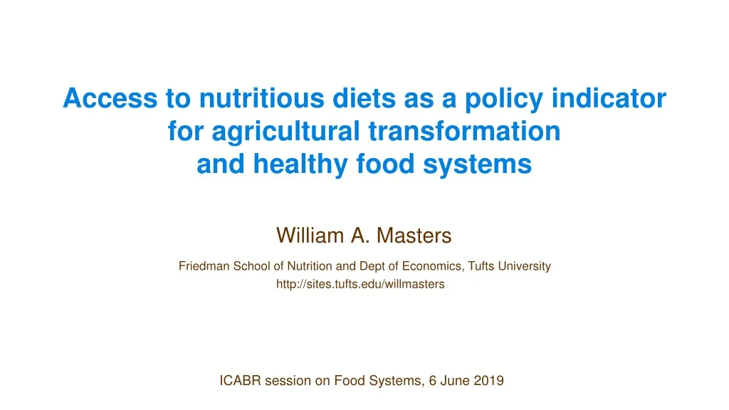 access to nutritious diets as a policy indicator