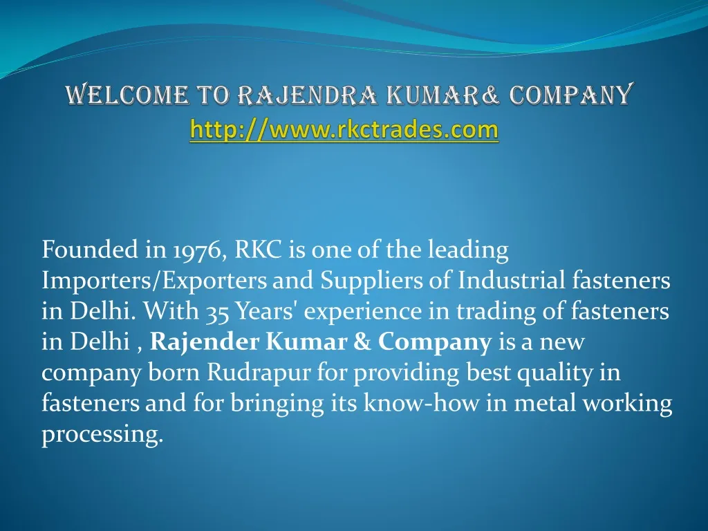 welcome to rajendra kumar company http www rkctrades com