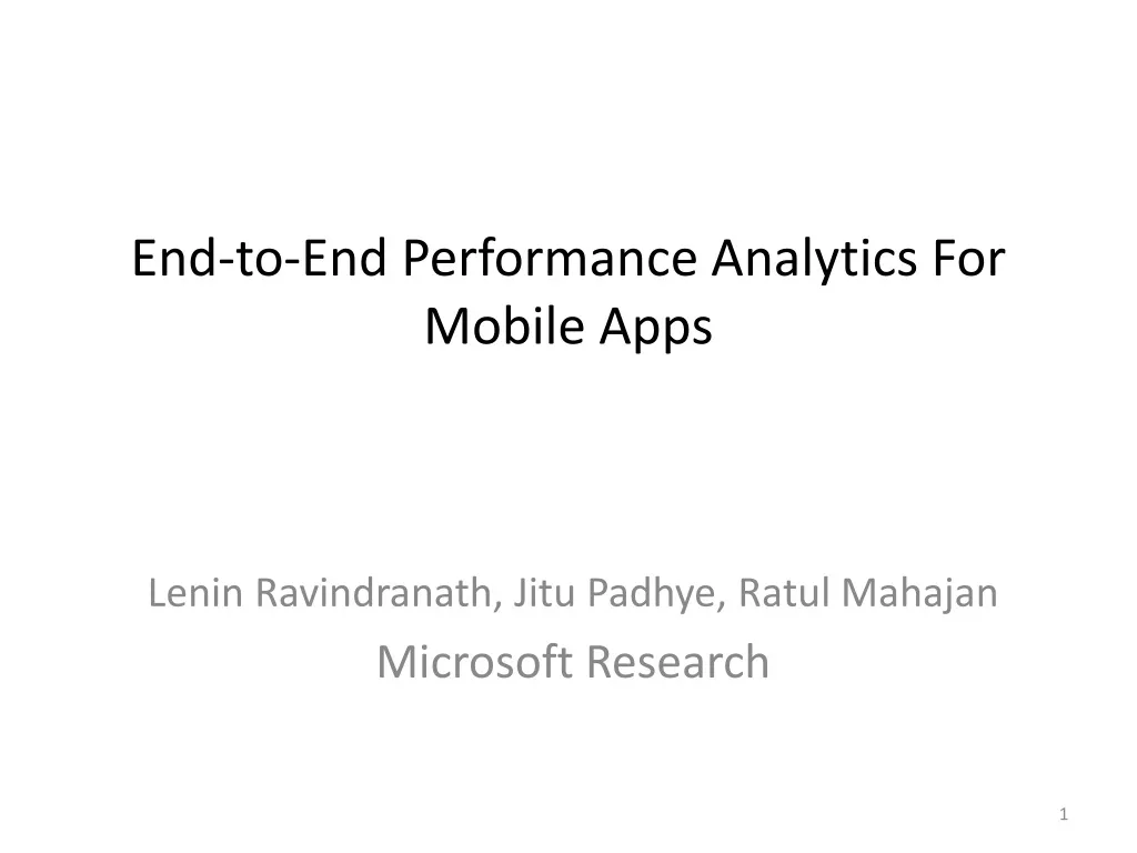 end to end performance analytics for mobile apps