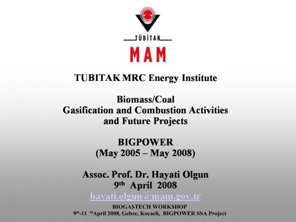 TUBITAK MRC Energy Institute Biomass