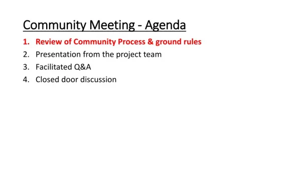 Community Meeting - Agenda
