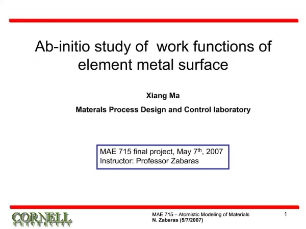 Ab-initio study of work functions of element metal surface