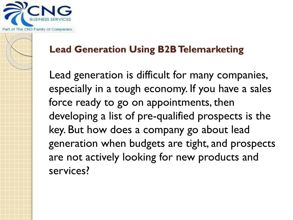 lead generation using b2b telemarketing