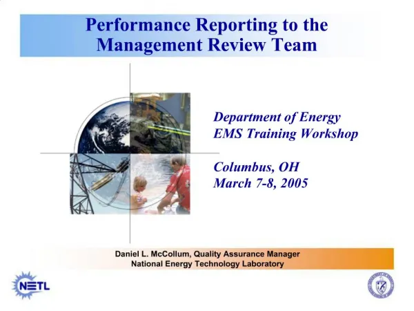 Performance Reporting to the Management Review Team