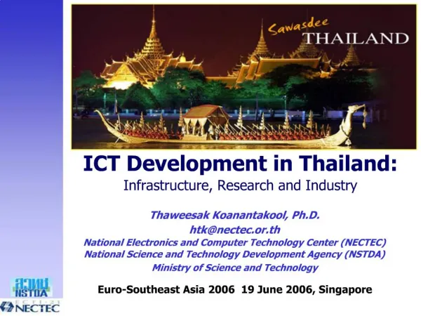 ICT Development in Thailand: Infrastructure, Research and Industry