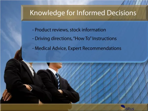 Knowledge for Informed Decisions with Audio