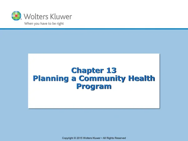 Chapter 13 Planning a Community Health Program