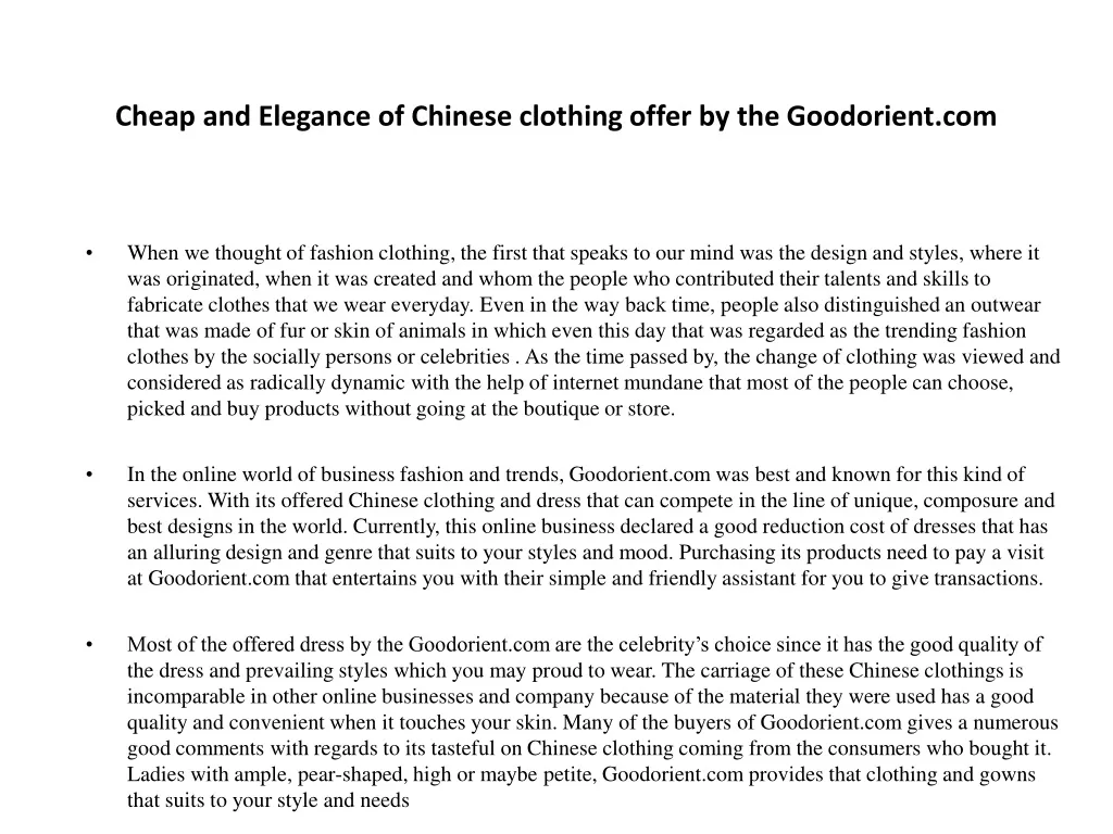 cheap and elegance of chinese clothing offer by the goodorient com