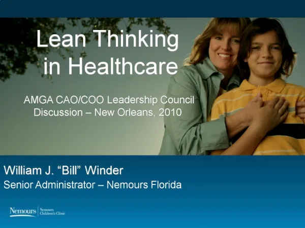 Lean Thinking in Healthcare AMGA CAO