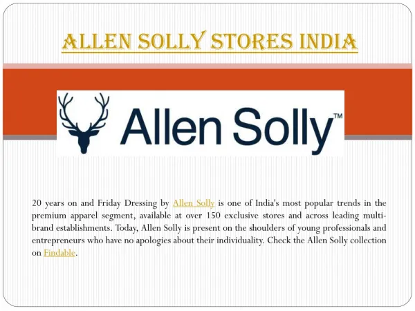 Allen Solly stores near you in India.