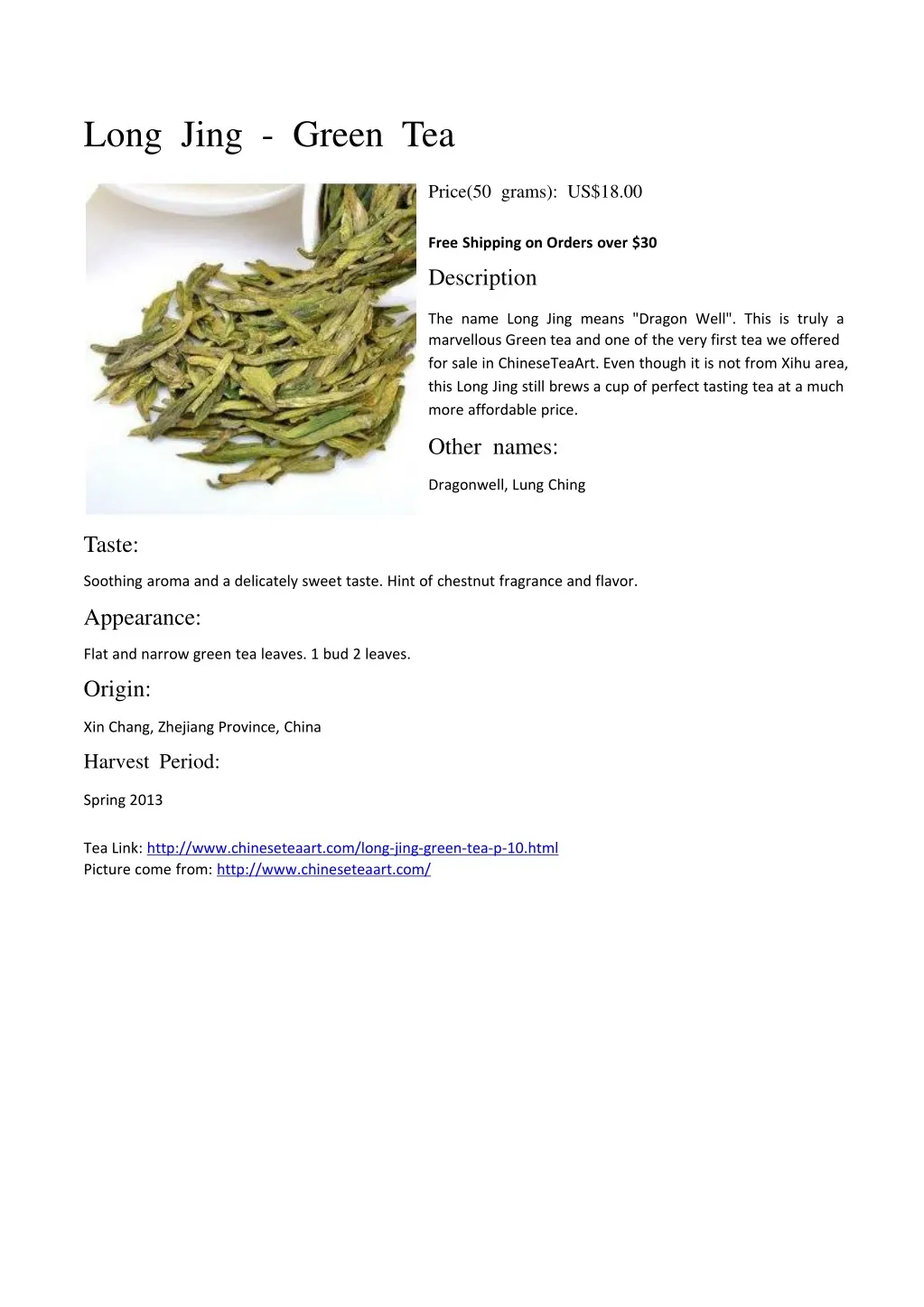 long jing green tea