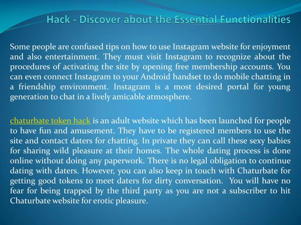 hack discover about the essential functionalities