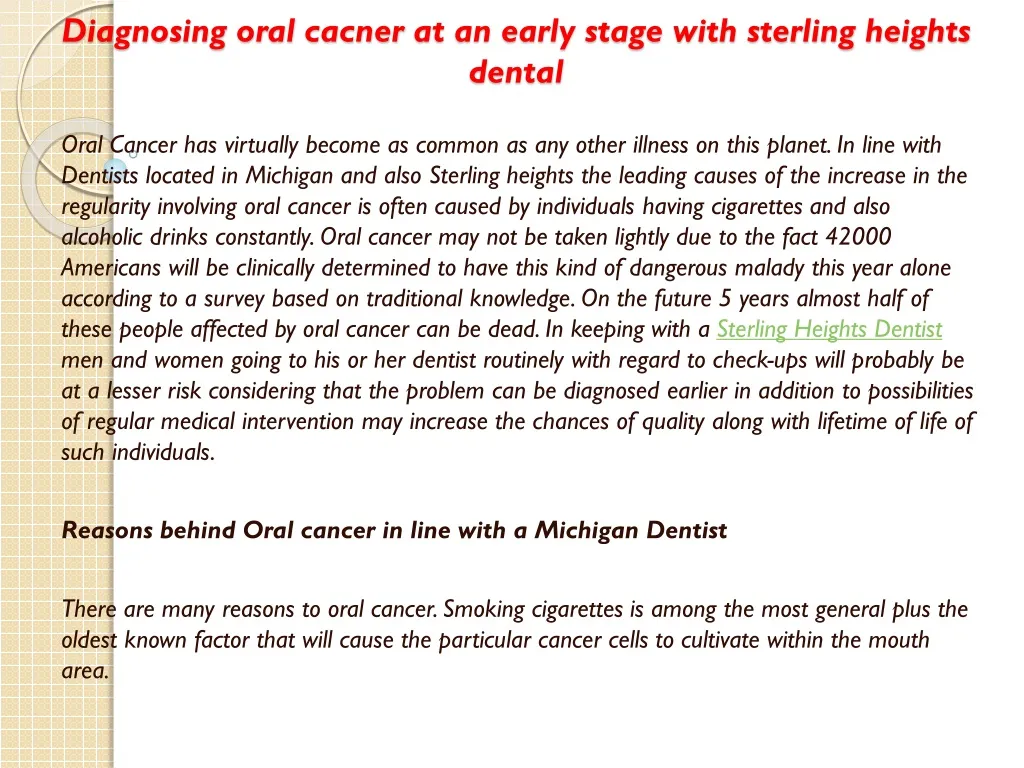 diagnosing oral cacner at an early stage with sterling heights dental