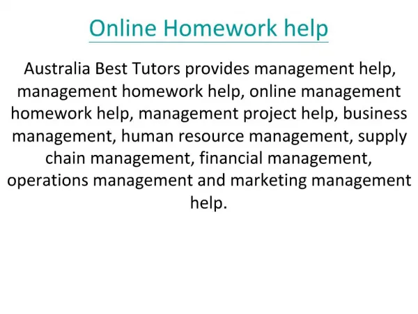 Online Homework Help