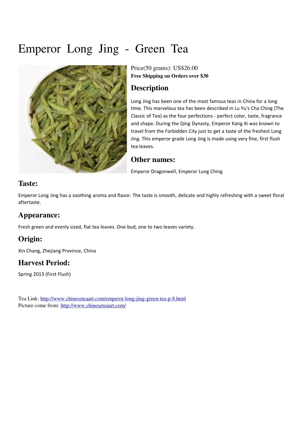 emperor long jing green tea